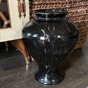 vintage Royal Haeger black nickel glaze vase